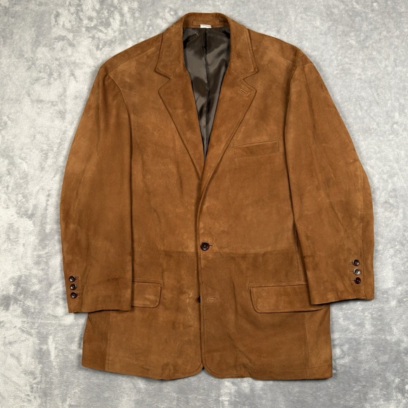 Orvis Mens 42 Suede Leather Blazer Sport Coat Jacket Brown Pockets Western